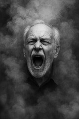 old man with mental suffering, conceptual