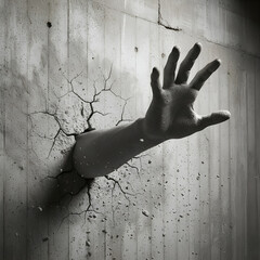 human hand out of concrete -conceptual