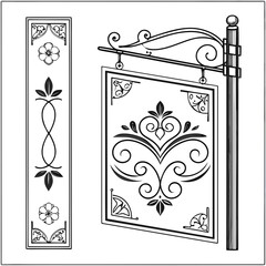 Obraz premium black and white floral ornament