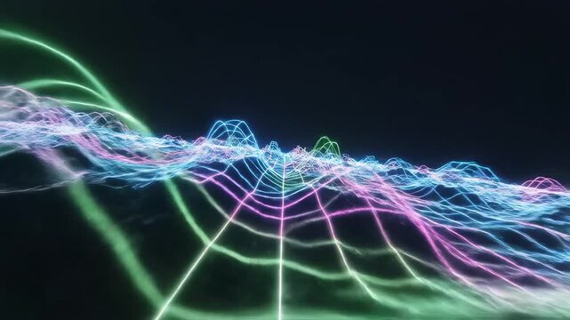 Neon grid landscape with glowing lines