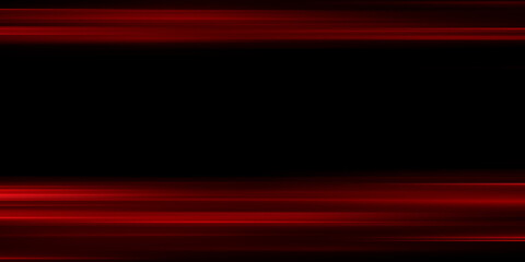 Speed ​​line illustration, road. Red laser beams isolated on black background. Abstract light effect. Red lens flash. Horizontal rays glowing in the dark