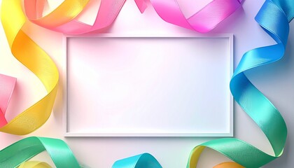 Ribbon Frame on White Background for Celebration Design