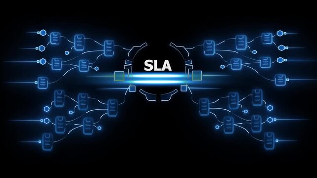 Service Level Agreement Concept with Glowing Blue Network Connections and S L A Text in Center technology