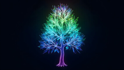 Holographic tree of light a mesmerizing display of color and technology