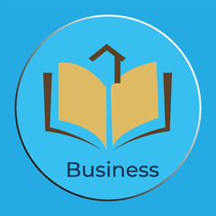 Minimalist Business Education Logo with Open Book and House Roof Icon