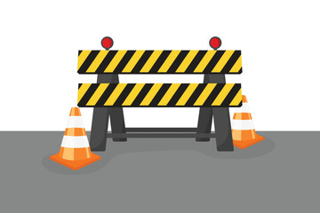 Traffic cones and under construction warning sign. A construction zone is marked with a safety sign and cones.