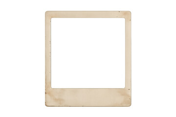 Fototapeta premium Vintage empty instant frame with distressed texture, blank space for memories, nostalgia theme, isolated on transparent background