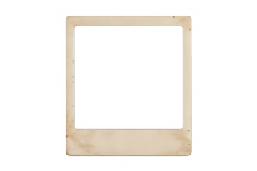 Vintage empty instant frame with distressed texture, blank space for memories, nostalgia theme, isolated on transparent background