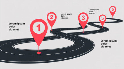 Modern 3d business plan concept illustration featuring a red arrow vector design with an infographic chart
