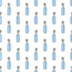 seamless pattern with flower vase