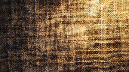 Close-up of textured burlap fabric in warm tones for rustic and natural design themes with copy space