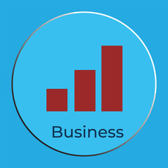 Business Growth Icon with Rising Bar Chart on Blue Circle Background