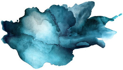 Watercolor Design Elements in Dramatic Blue Color Scheme