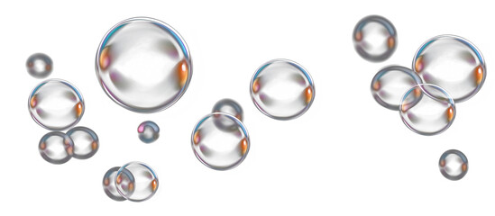 Soap Bubbles Floating on a Transparent Surface