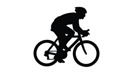 Obraz premium Solid black silhouette of a cyclist riding at speed