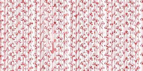 A delicate repeating pattern of small red bows on a white background