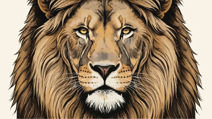 Naklejka premium Majestic lion head with thick mane front view