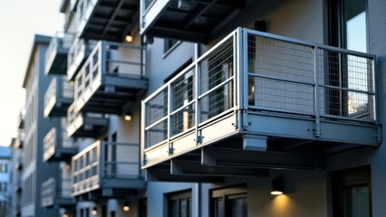 Light effect residential building exterior art scene illustration