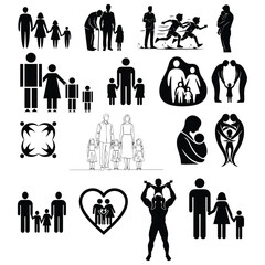 Family Silhouette SVG Bundle Parents, Kids, Mom Dad Baby Clipart Family Love SVG