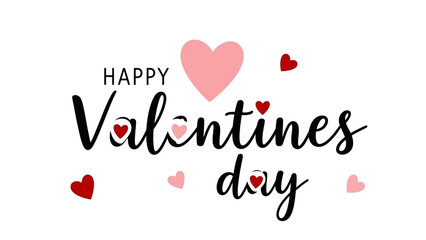 Naklejka premium Valentine's Day celebration with hearts and love lettering on a simple background from a straightforward viewpoint