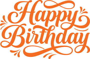 happy birthday hand lettering vector illustration in script typography isolated on white background for greeting card, poster, banner, invitation, celebration design