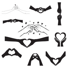 Heart Hand Gesture SVG Bundle Love Hands, Couple Fingers, Romantic Silhouette Clipart
