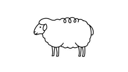 Simple line art sketch of a curly sheep