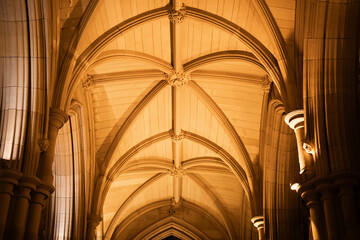 Gothic Vaulted Ceiling Architecture Golden Light