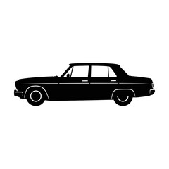 Naklejka premium Classic vintage four door sedan car silhouette isolated on white