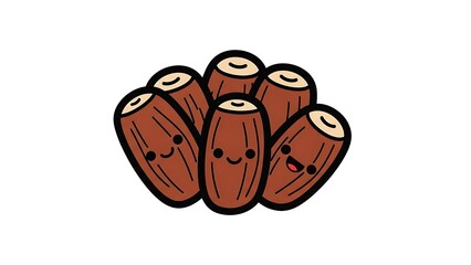 Cartoon Logs with Smiling Faces Illustration.