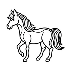 Obraz premium Black line horse icon animal minimalist illustration