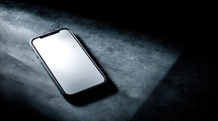 Smartphone with blank screen on concrete floor