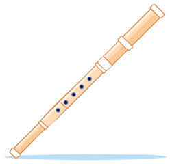 Beige Bamboo Flute Music Instrument with Finger Holes for Melodic Sounds