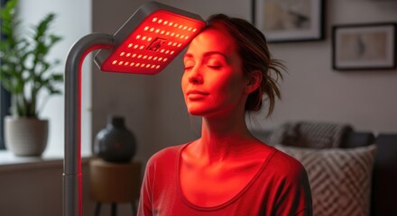 Woman experiencing red light therapy for skin and wellness benefits