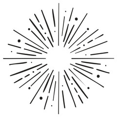 Obraz premium Hand drawn sunburst graphic element with radiating lines and explosion effect