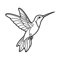 Obraz premium Elegant Hummingbird in Flight Line Art Illustration.