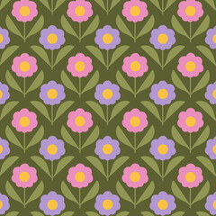 seamless pink and purple flowers pattern