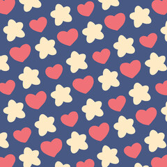 seamless pattern with heart and stars