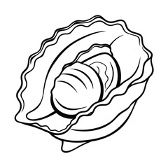 Oyster shell minimalist line art illustration