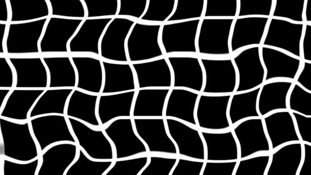Abstract black and white wavy grid background with fluid ripple effect