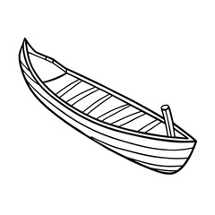 Single line wooden canoe outdoor adventure illustration