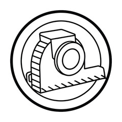 Vintage tape measure tool icon illustration