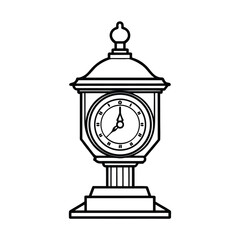 Vintage street clock urban landmark illustration