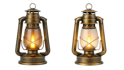 Vintage brass lanterns isolated on transparent background