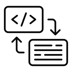 Outline API icon for software integration, connection, and code development.
