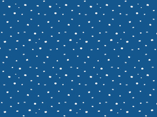 Seamless Blue Polka Dot Pattern with Hand Drawn White Dots Background