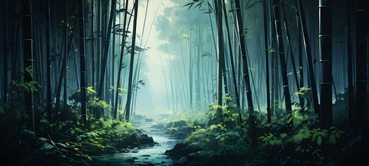 realistic photo of a glossy bamboo forest,generative AI