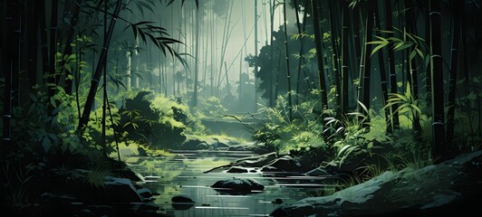 realistic photo of a glossy bamboo forest,generative AI