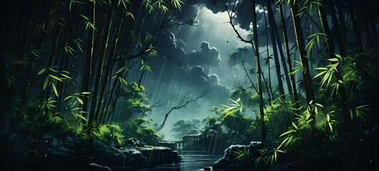 realistic photo of a glossy bamboo forest,generative AI