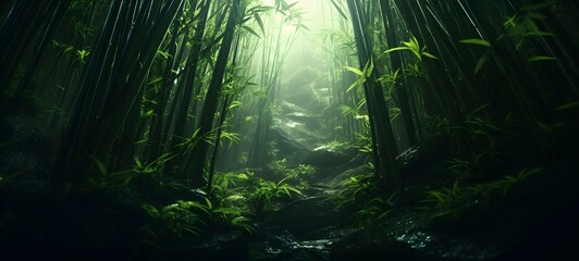 realistic photo of a glossy bamboo forest,generative AI